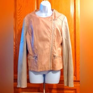 ASHLEY BY 26 INTERNATIONAL PINK & CREAM MOTO JACKET SIZE XL